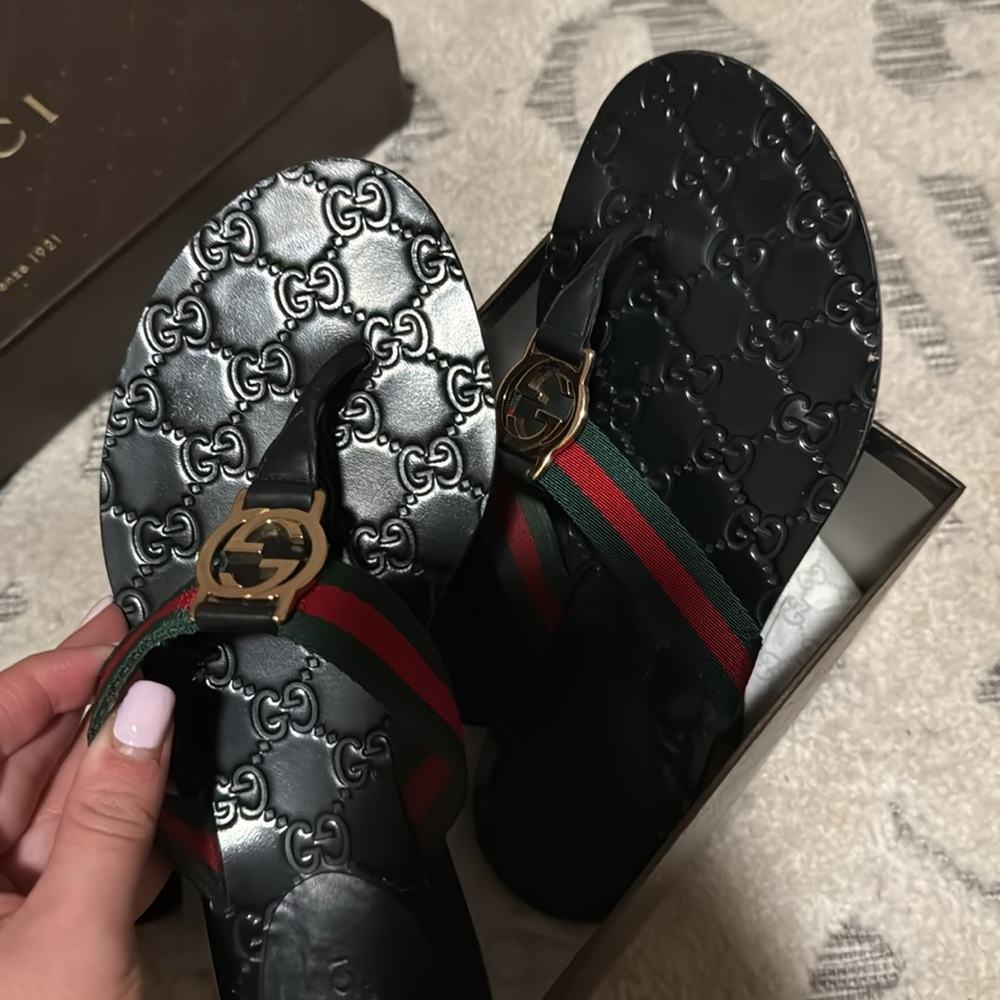 original gucci interlocking G’s striped sandals 6.5